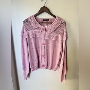 SHEIN Simplee pink peter pan collar button front cardigan